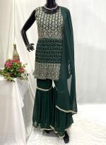 Georgette Green Wedding Wear Hand Work Readymade Sharara Suit